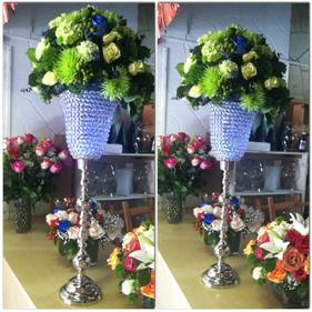 Centerpiece Rental Flowers Ostrich Feathers Crystals Candelabras