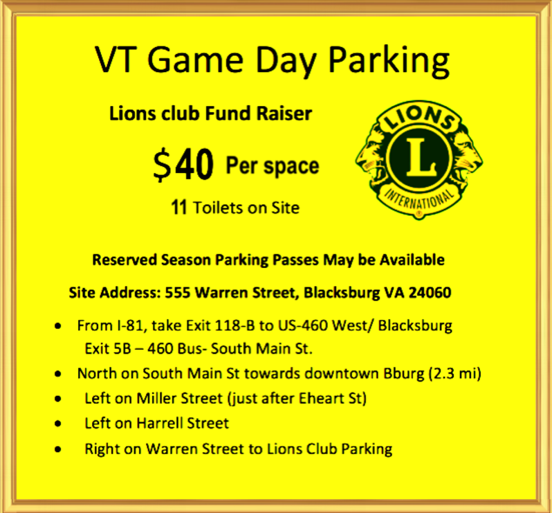 VT Football Parking
