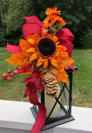 Harvest Assorted Pumpkin Leaves Ribbon Lantern Swag