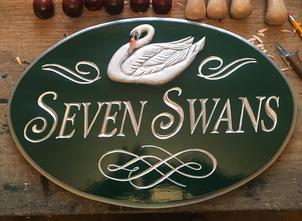 Oval carved sign for customer in Connecticut