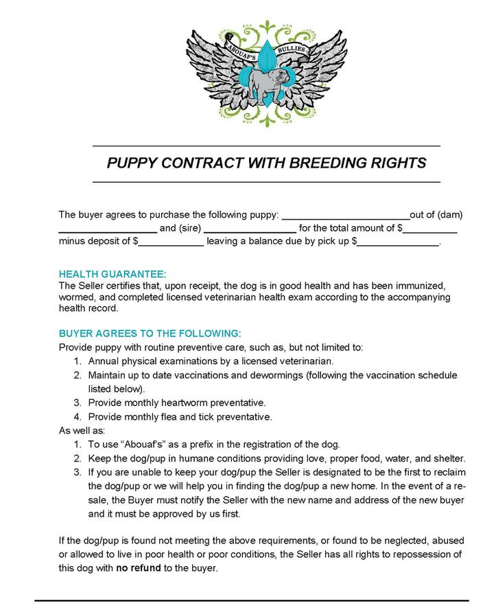 Puppy Contract with Breeding Rights