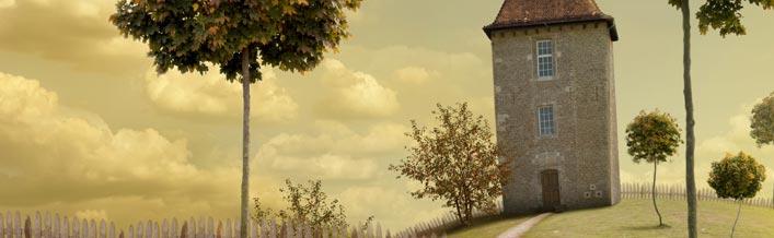 Stock photo - builidng on hill
