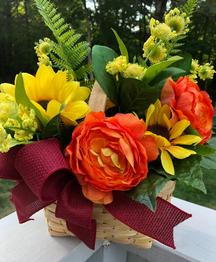 Fall Orange Ranunculus Mum Floral Basket