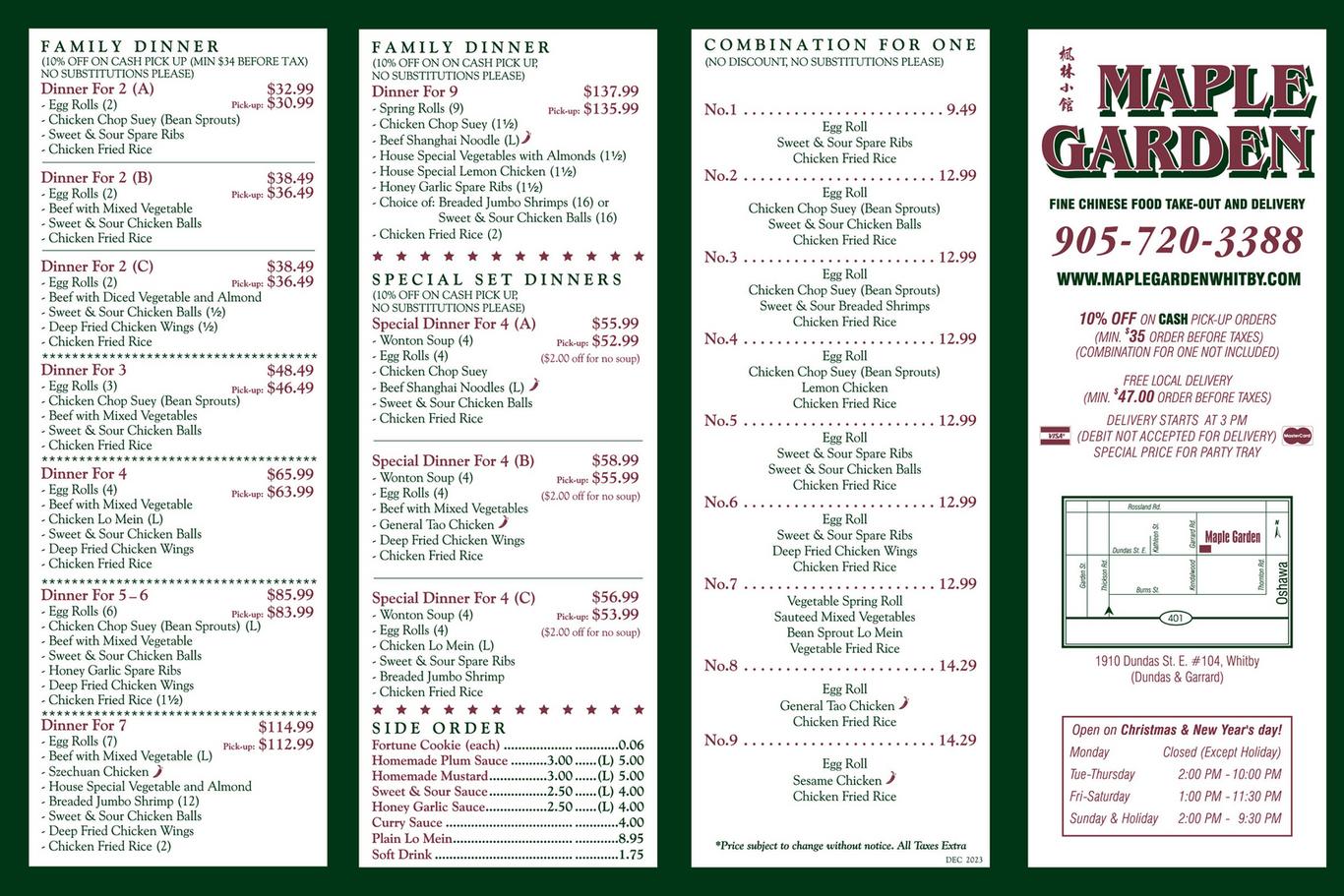 Maple garden outlet menu