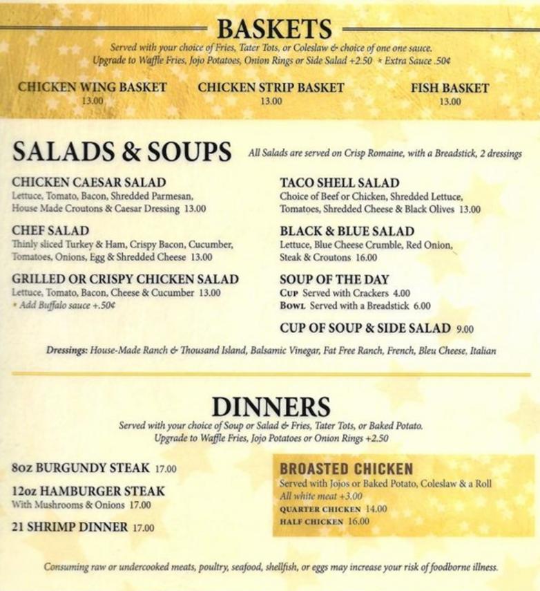 american legion post 318 menu