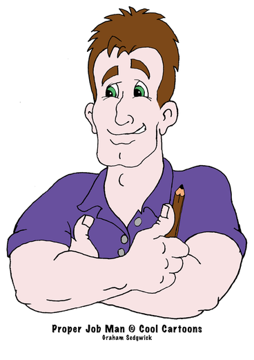xoolcartoons.net cartoon logos proper job man tradesman character design