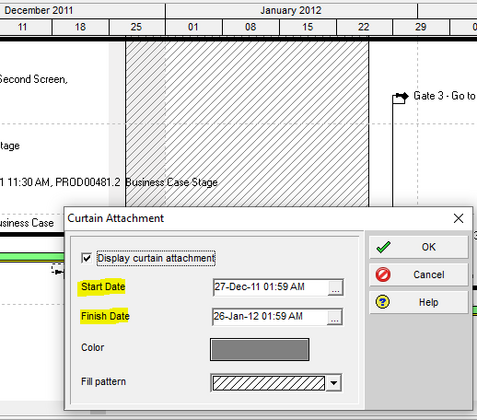 Show start and finish dates in Primavera P6 period curtain