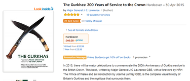 Craig Lawrence book about the Gurkhas again becomes an Amazon best-seller - 30 September 2018