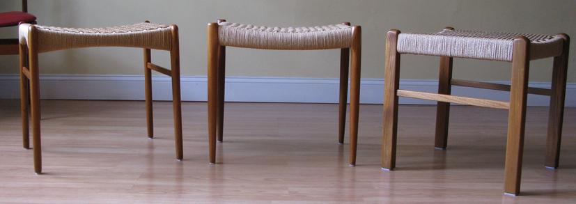 Mid Century Danish Design, Moller 80A stool Bench ottoman