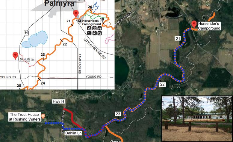 riding directions from Horserider's campground to Trout House Rushing Waters Palmyra