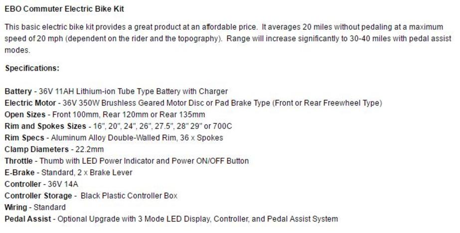 Electric Bike kits $399-$999
