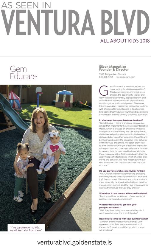 Gem Educare Ventura Blvd Magazine All About Kids Feature