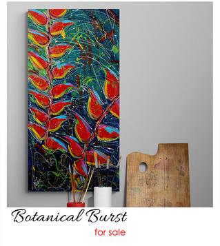 botanical flowers, botanicals, flower painting, large painting