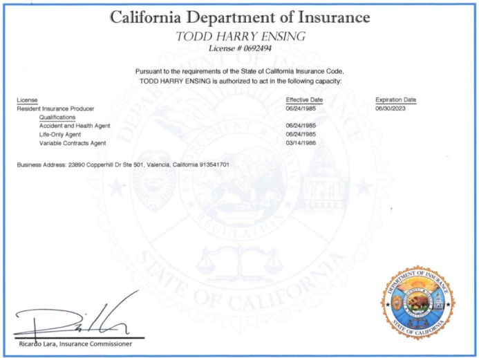Department of Insurance License Verification