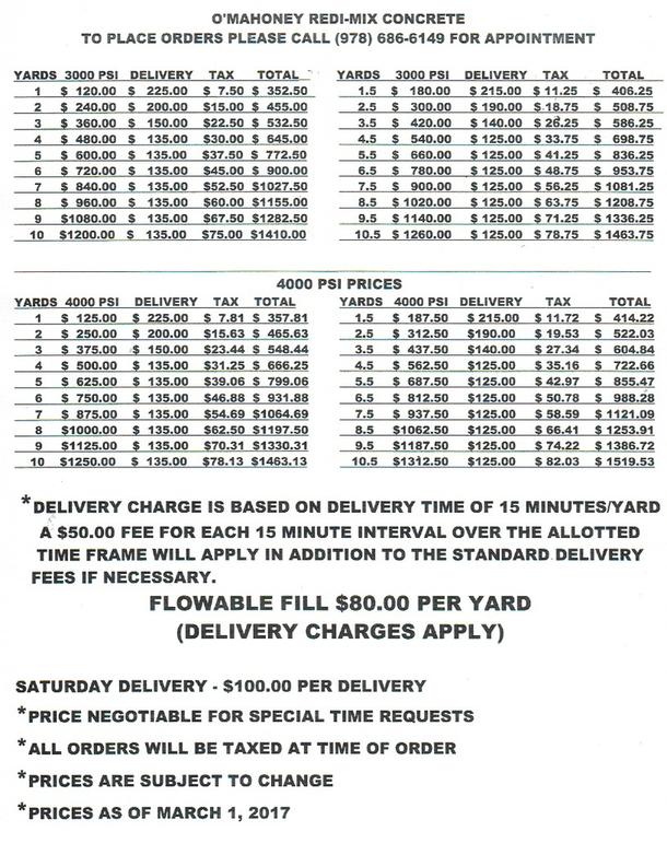 M. O'Mahoney Company RediMix Concrete