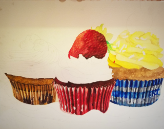 Tracy Harris, Watercolor Cupcakes, www.tracyharrisgallery.com