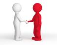 Red and White Stick Figures shaking hands