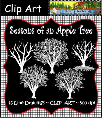 seasons tree clipart black and white