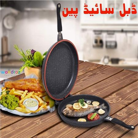 Double sided frying or grill pan in Pakistan for healthy cooking of rice, fish, meat and vegetables in steam. Buy online in Islamabad