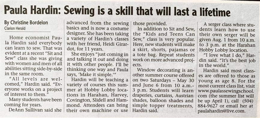 Sewing Classes for Kids and Adults at All Skill Levels