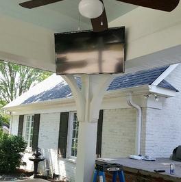 4k ultra hd tv mounting outside on patio, Charlotte TV wall mount install company