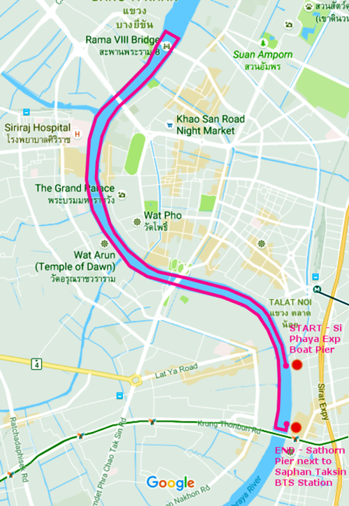 Chao Praya Dinner Cruise Route