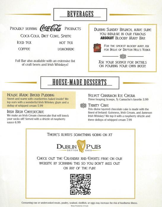 Our Menu The Dublin Pub Dayton, OH