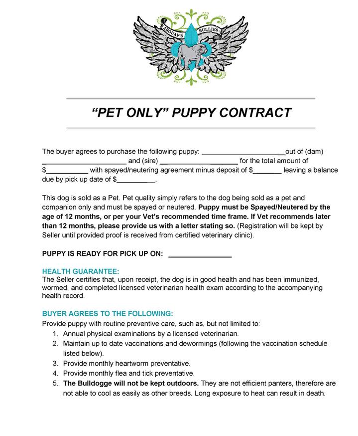 what is a puppy contract