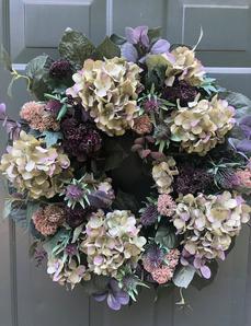 Fall Designer Wreath Muted Purple Hue Hydrangea