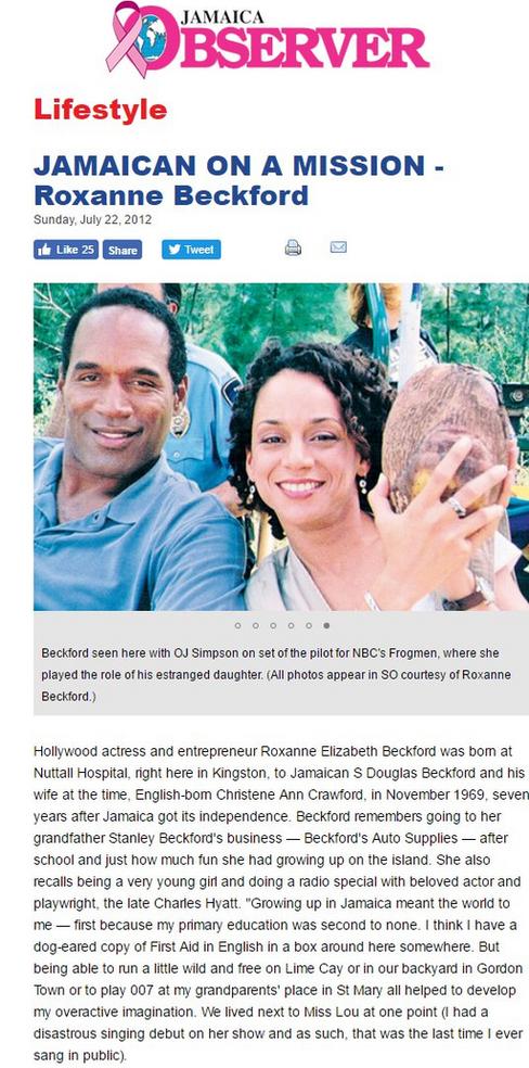 Roxanne Beckford in the Jamaican Observer