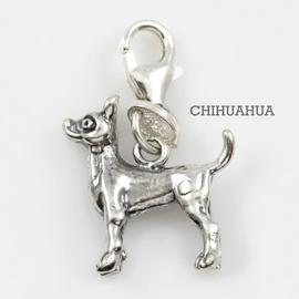 Chihuahua Dog Charm 3 Dimensional Solid Sterling Silver