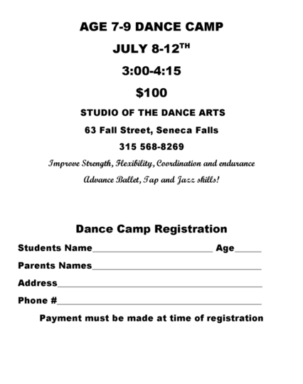 2024 Ages 7 - 9 Summer Dance Camp