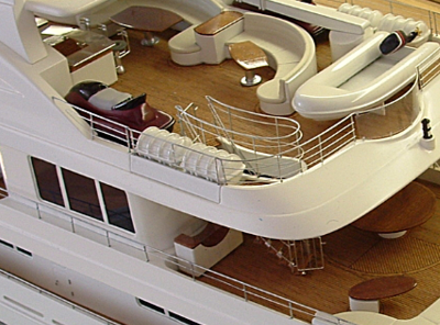 Bespoke model boat interior and decking