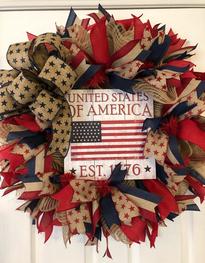 Patriotic USA 1776 Burlap Wreath