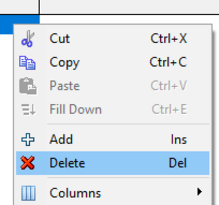 Choose delete x in Primavera P6 pull-down menu