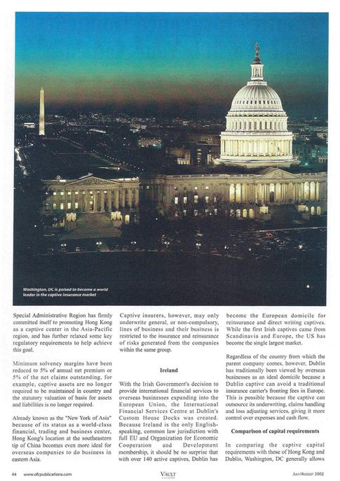 Article written by Maryland Tax Attorney Charles Dillon - Captive Insurance Domiciles: the World is Your Audience pg. 2