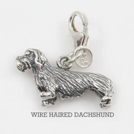Wire Haired Dachshund Dog Charm 3-d Solid Sterling Silver