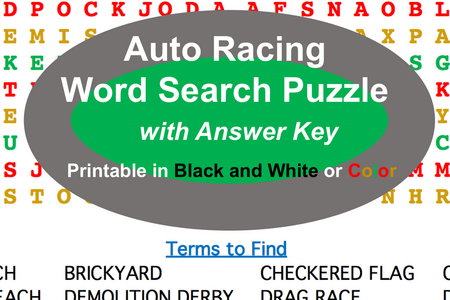 Auto Racing Word Search Puzzle