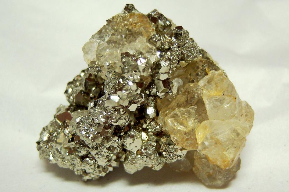 fluorescent FLUORITE, PYRITE crystals, Huanzala Mine, Huallanca District, Bolognesi Province, Ancash Department, Peru