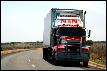 tractor trailer on highway