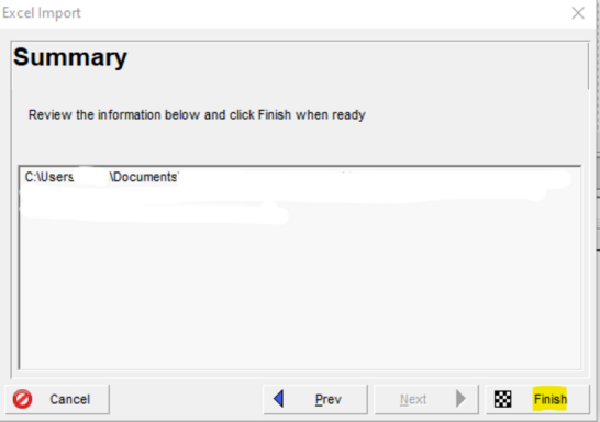 Summary dialog box in Primavera P6