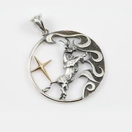 Taurus Zodiac Sign Sterling Silver Pendants Charm with Golden Star