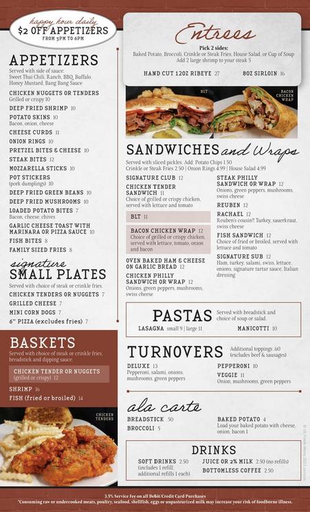 bar food menu items