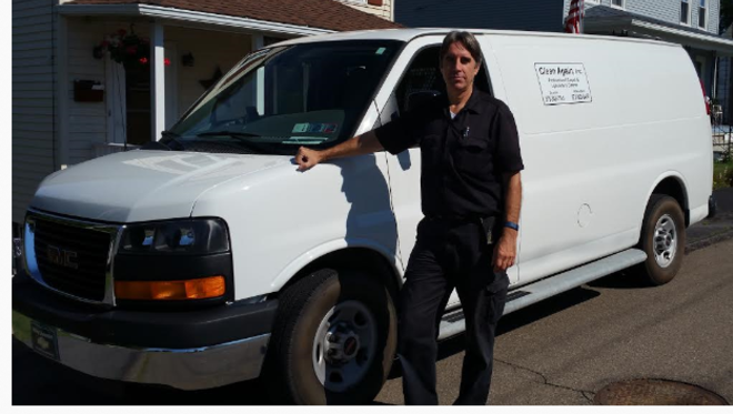 Carpet Cleaning Van and Tom the owner