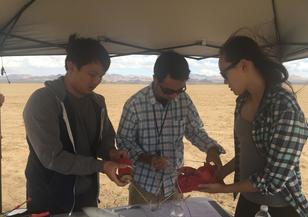 Setting up the rocket at Lucerne