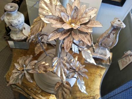 Italian leaf metal zinc antique decor plant relic wooden vintage florentine table gesso gold leaf