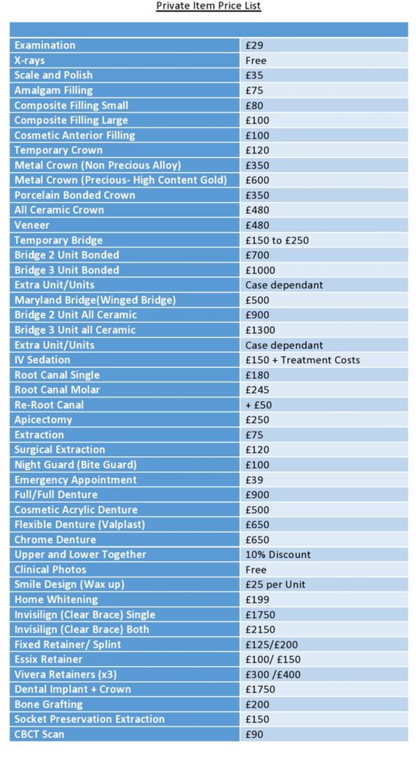 Price List