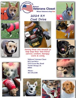 #K9 Coat Drive #Midwest Veteerans Closet #Midwest Veterans Closet K9 Coat Drive #Service Dogs #Comfort Dogs #Therapy Dogs