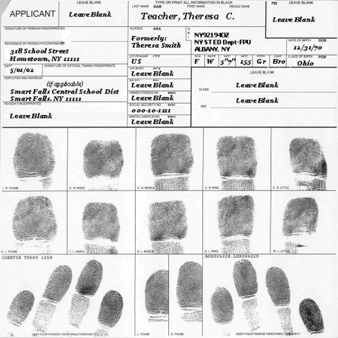 FBI Background Check Fingerprint Card Non-Criminal FD-258