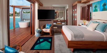 Sandals Grand St Lucia Over Water Bungalow Bedroom